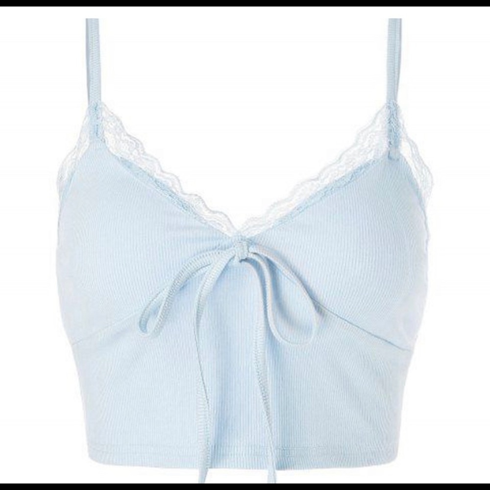 baby blue crop top lace cami from zaful NWT size S